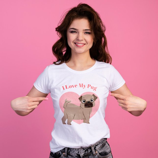 Cute Pug Puppy "I Love My Pug" T-Shirt (Creator Uploaded)