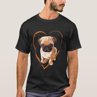 Cute Pug Puppy In Heart T-Shirt