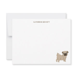 Cute Pug Puppy Personalized Thank You Note Card