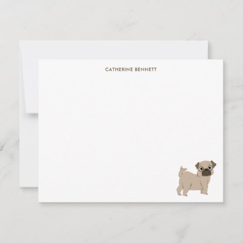 Cute Pug Puppy Personalized Thank You Note Card