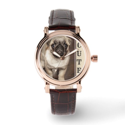 Cute Pug Puppy Photo Watch