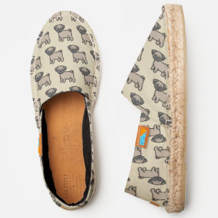 Cute Pug Puppy Standing, Natural Canvas Espadrilles