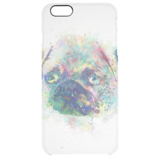 Cute pug puppy watercolor splatters  paint clear iPhone 6 plus case