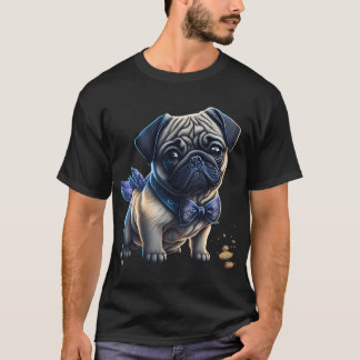 Cute Pug Puppy With Bow T-Shirt
