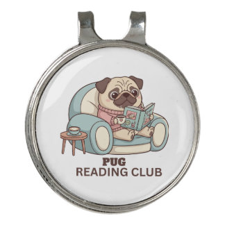 Cute Pug Reading Club Hat Clip for Book Lovers
