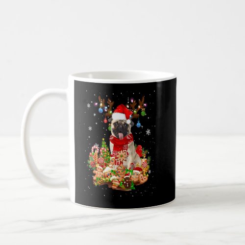 Cute Pug Reindeer Christmas Lighting Santa Xmas Pu Coffee Mug