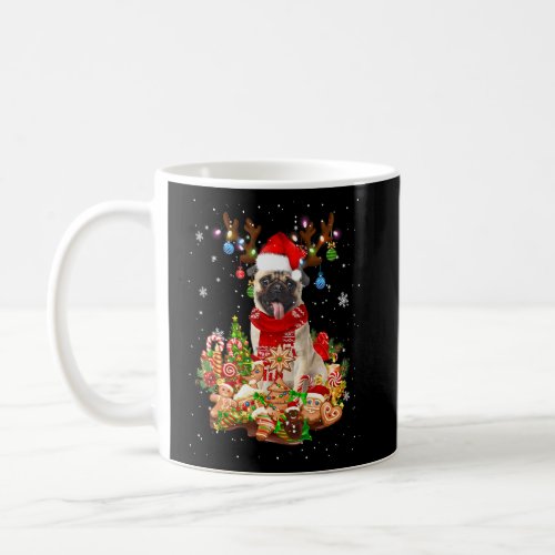 Cute Pug Reindeer Christmas Lighting Santa Xmas Pu Coffee Mug