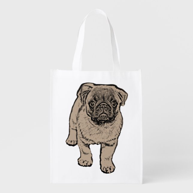 Cute Pug Reusable Bag (Front)