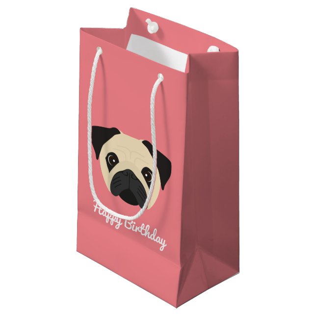 Cute Pug Small Gift Bag (Front Angled)