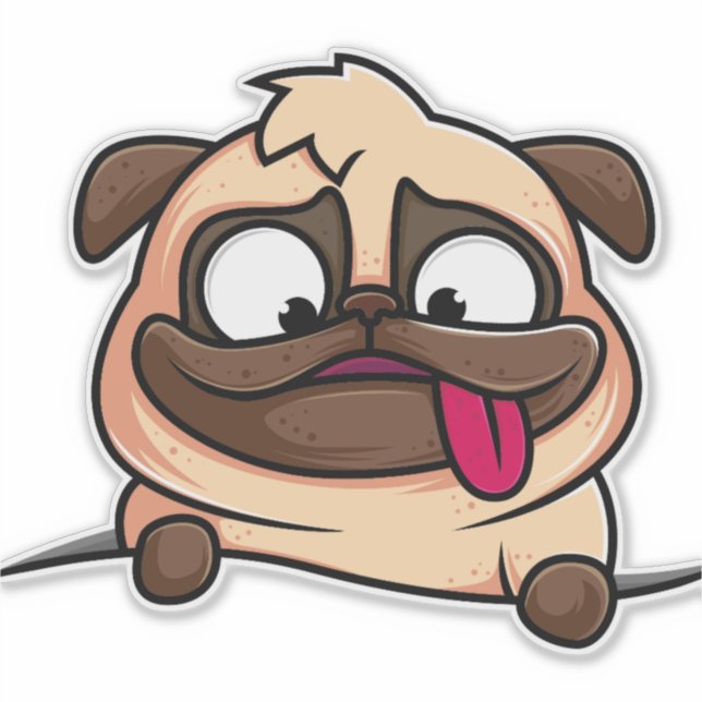 Cute Pug Sticker (Front)
