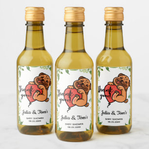 Cute Pug Thank You Baby Shower Mini Wine Label