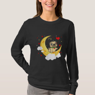 Cute Pug The Moon Valentine’s Day Pug Dog Lover T-Shirt