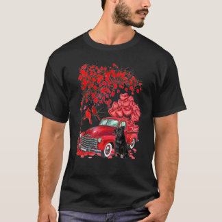 Cute Pug Truck Valentine Love Tree Dogs Hearts T-Shirt