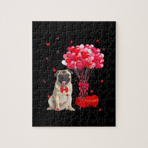 Cute Pug Valentines Day Heart Dog Lover Jigsaw Puzzle