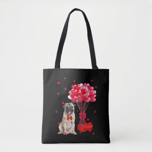 Cute Pug Valentines Day Heart Dog Lover Tote Bag