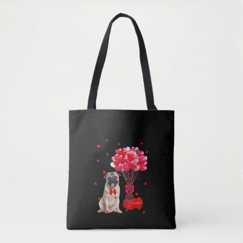 Cute Pug Valentines Day Heart Dog Lover Tote Bag