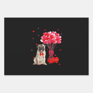 Cute Pug Valentines Day Heart Dog Lover Wrapping Paper Sheets