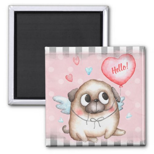 Cute Pug Valentines Day Magnet