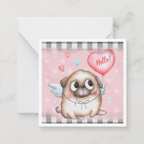 Cute Pug Valentines Day Note Card