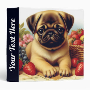 Cute Pug Vintage Painting 3 Ring Binder