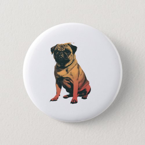 Cute Pug Vintage Pet Dog Vintage Pug Button