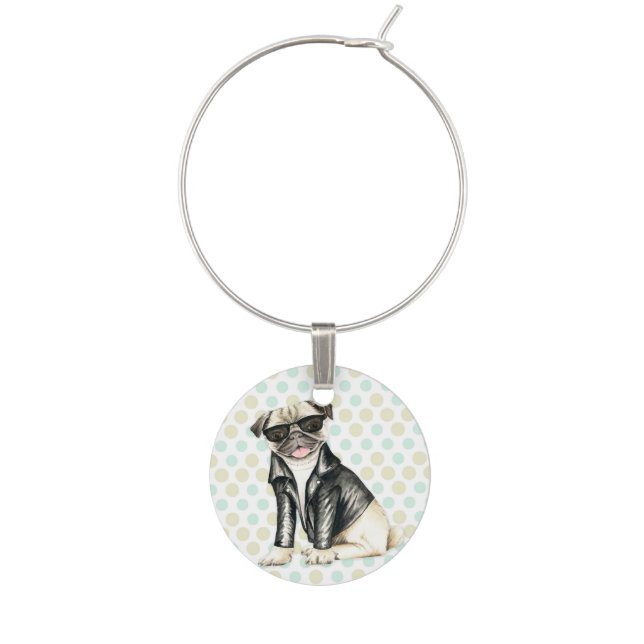 Cute Pug Wine Charm (Front)