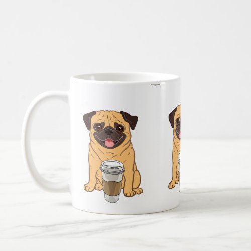 Cute Pug with a Coffee Cup for Puggy Dog lovers