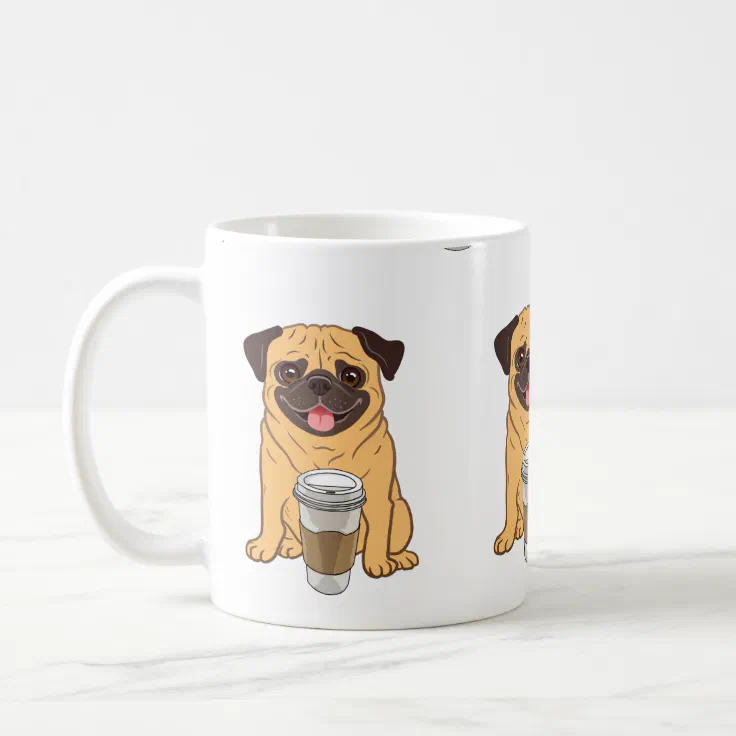 Cute Pug with a Coffee Cup for Puggy Dog lovers | Zazzle