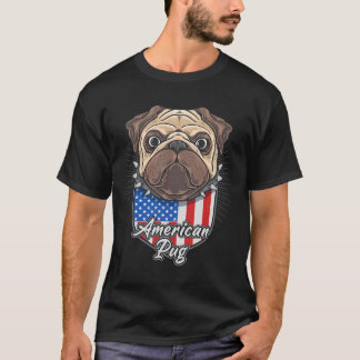 Cute pug with american flag Essential  225 T-Shirt