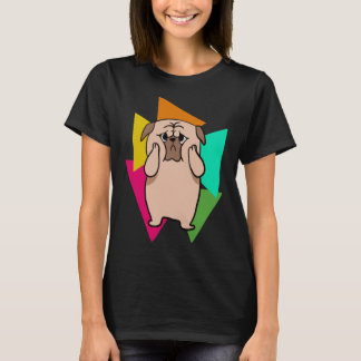 Cute Pug With Bright Triangles - 80s Dog Classic   T-Shirt
