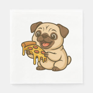Cute pug with donut cartoon dog lover napkins