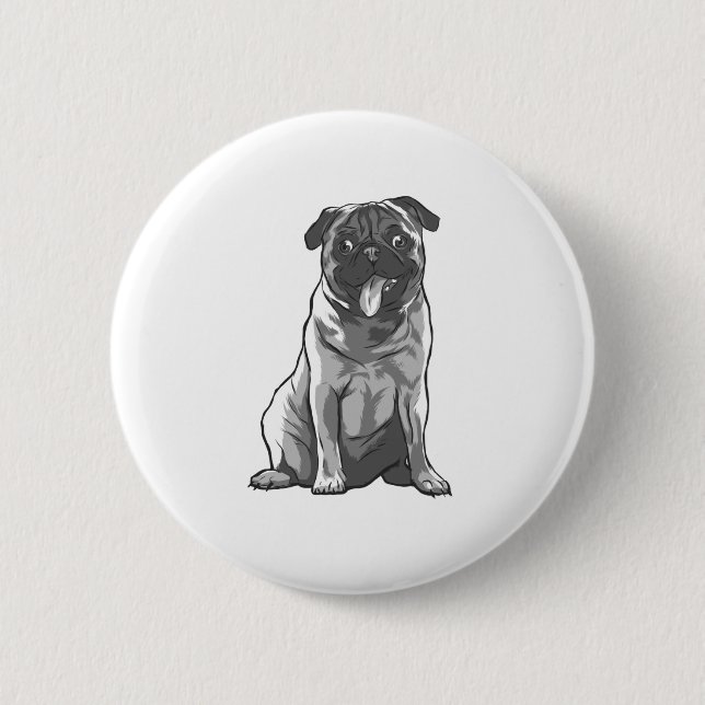 Cute Pug with Good Mood Button (Front)