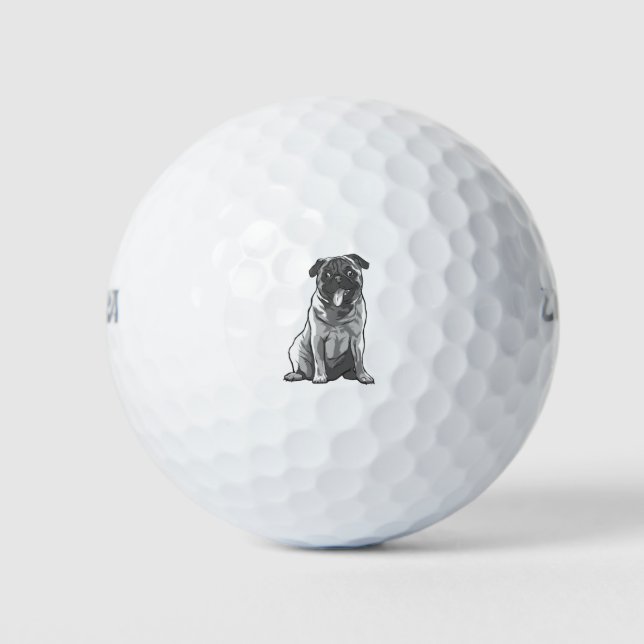 Cute Pug with Good Mood Golf Balls (Front)