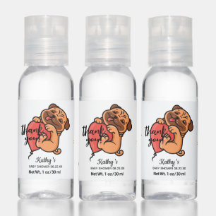 Cute Pug with Red Balloon Thank You Baby Shower  Hand Sanitizer