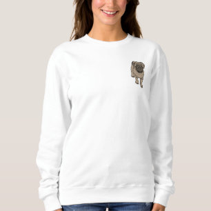 Cute Pug Women's Basic Pocket Sweatshirt -White