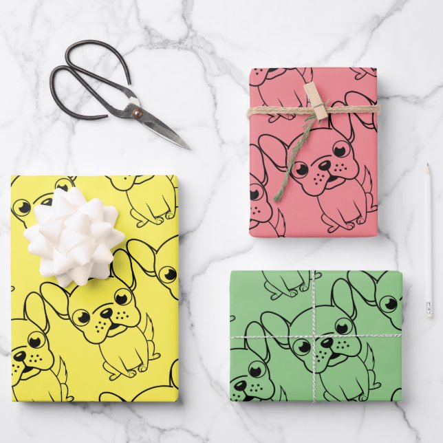 Cute Pug Wrapping Paper Sheets (Front)