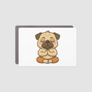 Cute pug yoga meditation relaxation cartoon car magnet