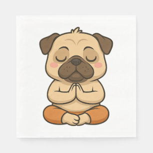 Cute pug yoga meditation relaxation cartoon napkins