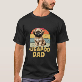 Cute Pugapoo Dog Dad Funny Retro Dog Mom Dad Costu T-Shirt