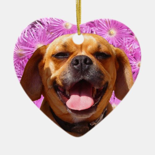 Cute Puggle Ceramic Ornament