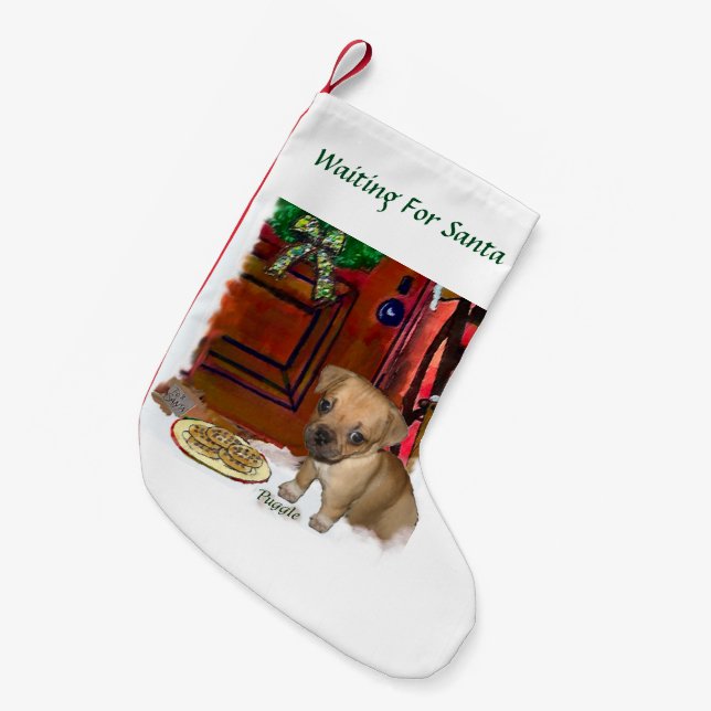 Cute Puggle Christmas Small Christmas Stocking (Front (Hanging))