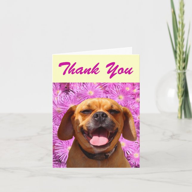 Cute Puggle Letterpress Thank You Card (Front)