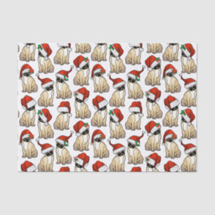 Cute Pugs in Santa Hats Christmas Gift Wrapping Tissue Paper