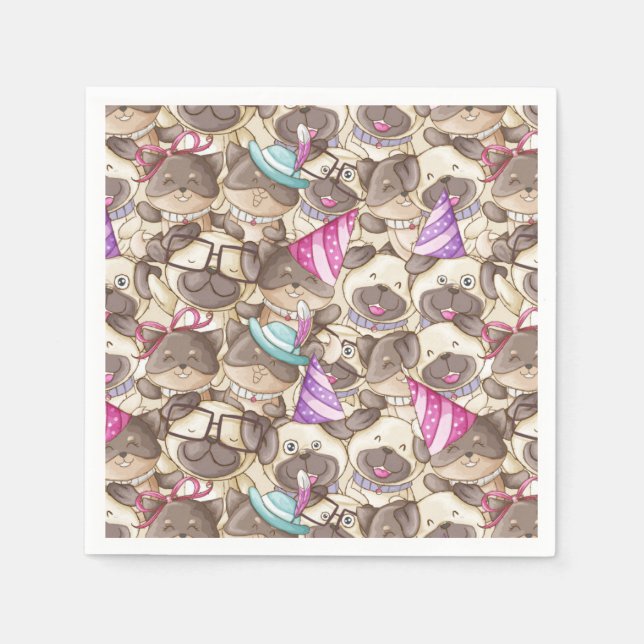 Cute Pugs Napkins (Front)