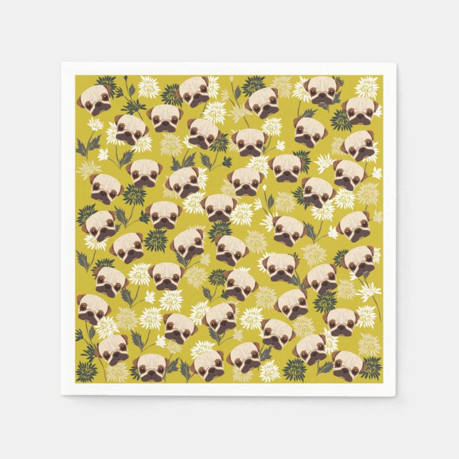 Cute Pugs Paper Napkins (Front)