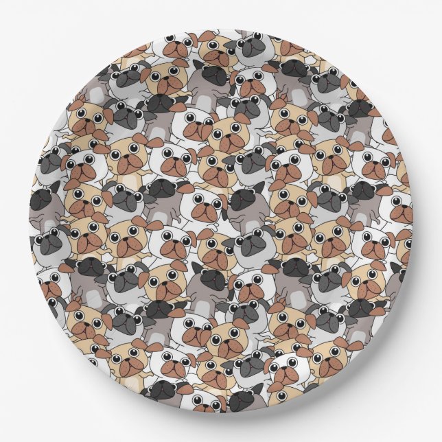 Cute Pugs Paper Plates (Front)