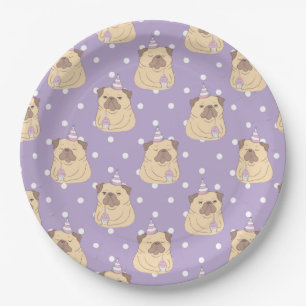 Cute Pugs Paper Plates