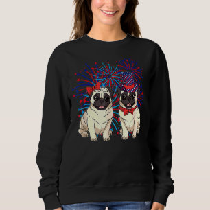 Cute Pugs Red White Blue With Patriotic Firework 4 Sweatshirt