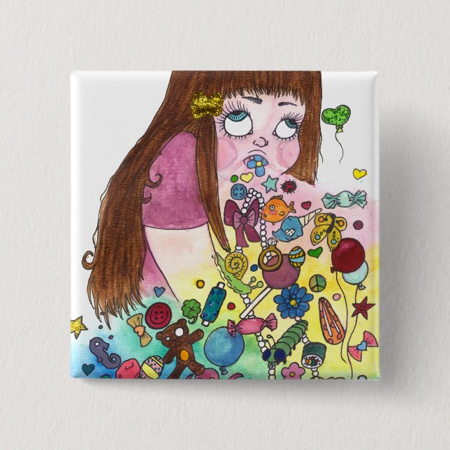 Cute Puke Pinback Button (Front)