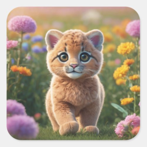 Cute puma sticker square sticker